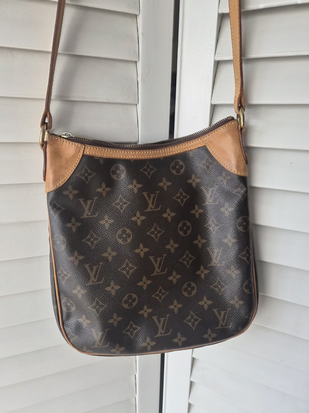 Louis Vuitton Vintage Monogram Odeon Crossbody Shoulder Bag in Brown/Tan